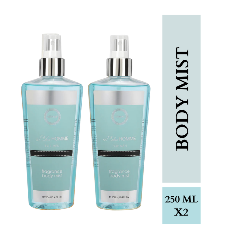 Armaf Blue Homme Fragrance Body Mist for Men - 250ML Each (Pack of 2)