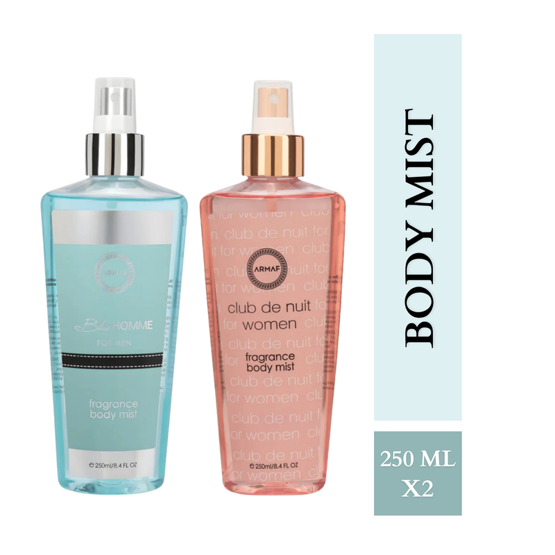 Armaf Blue Homme & Club De Nuit Women Fragrance Body Mist for Men & Women - 250ML Each (Pack of 2)