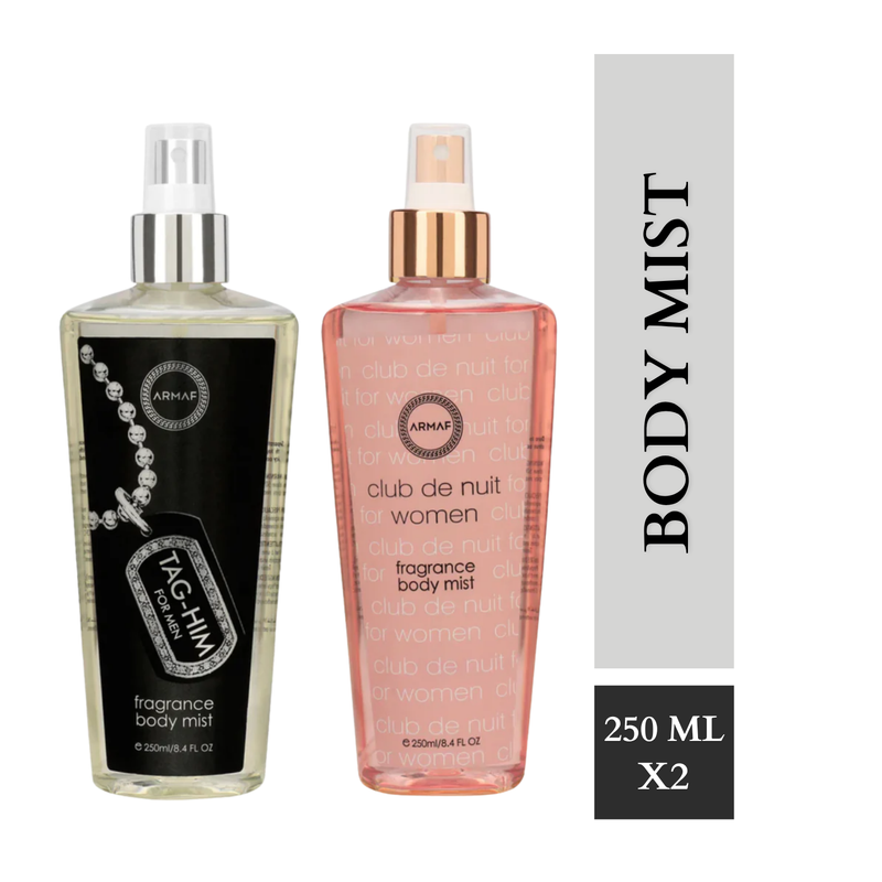 Armaf Tag Him & Club De Nuit Women Fragrance Body Mist for Men & Women - 250ML Each (Pack of 2)