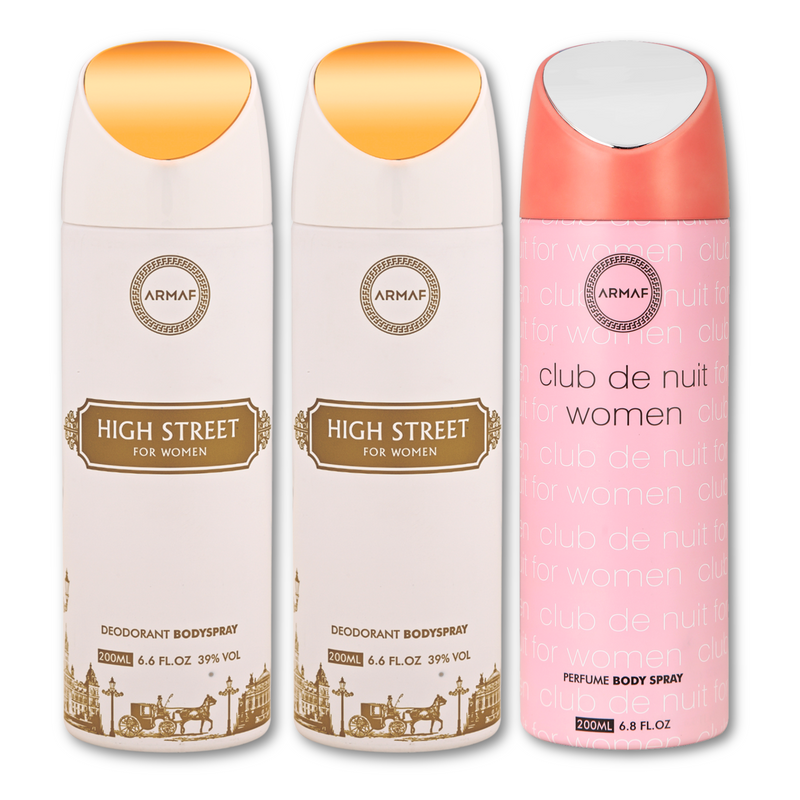 Armaf High Street & Club De Nuit Women Deodorants for Women - 200ML Each (Pack of 3)