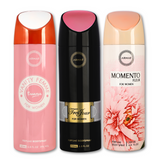 Armaf Vanity Femme Essence & Tres Jour & Momento fleur Deodorant for Women - 200ML Each (Pack of 3)