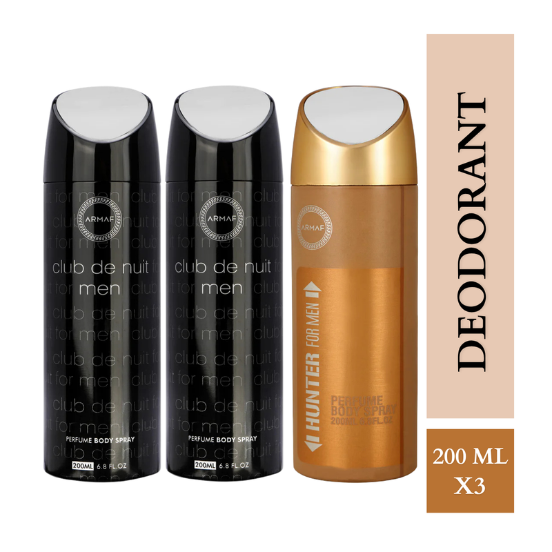 Armaf Club De Nuit Men & Hunter Deodorants for Men - 200ML Each (Pack of 3)