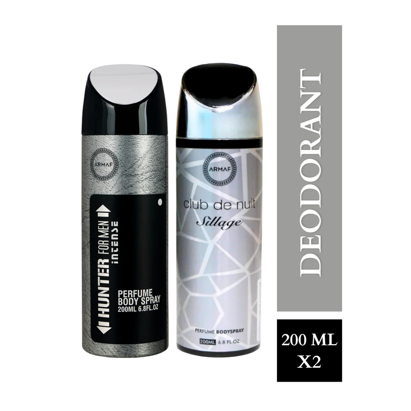 Armaf Hunter Intense & Club De Nuit Sillage Deodorants for Men & Unisex - 200ML Each (Pack of 2)