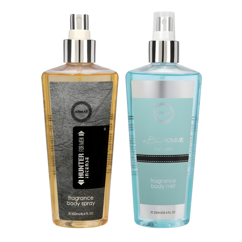 Armaf Hunter Intense & Blue Homme Fragrance Body Mist for Men - 250ML Each (Pack of 2)