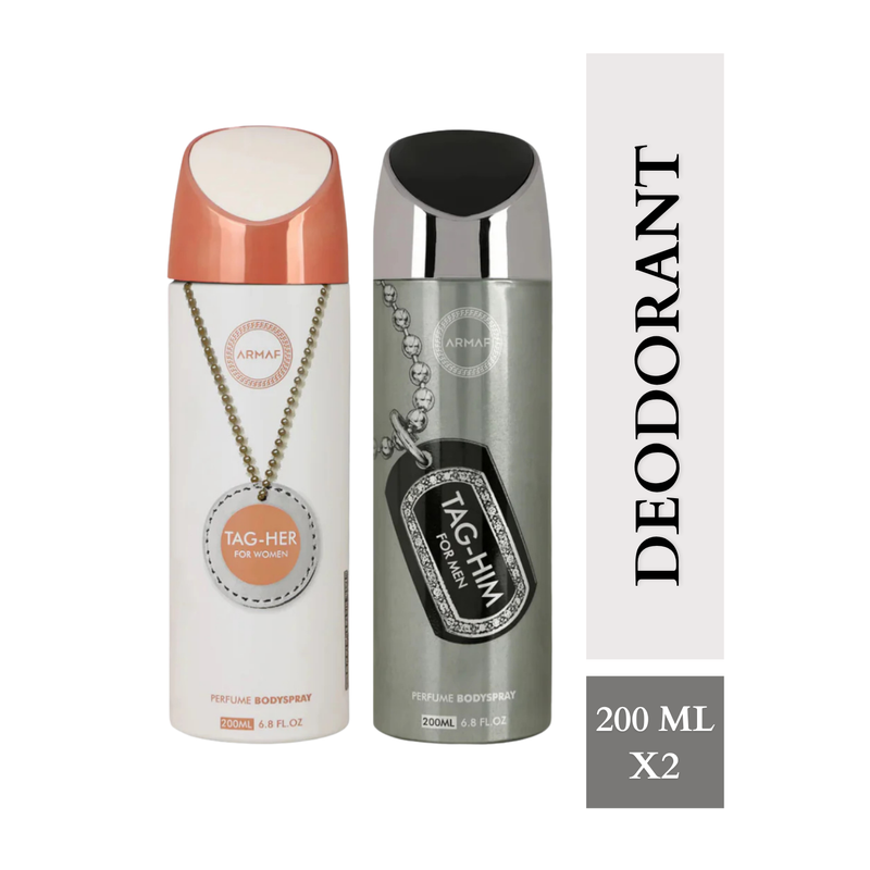 Armaf Tag Her & Tag Him Deodorants for Men & Women - 200ML Each (Pack of 2)