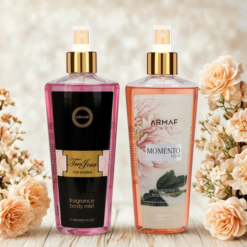 Armaf Tres Jour & Momento Fleur Fragrance Body Mist for Women - 250ML Each (Pack of 2)
