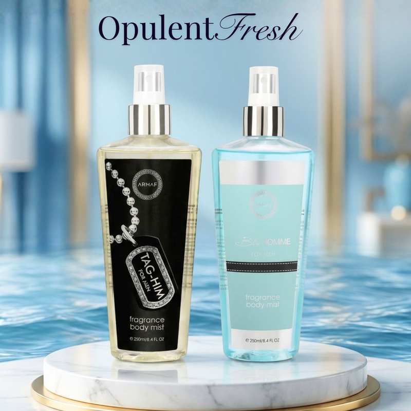 Armaf Tag Him & Blue Homme Fragrance Body Mist for Men - 250ML Each (Pack of 2)