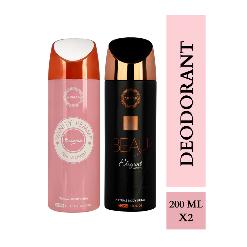 Armaf Vanity Femme Essence & Beau Elegant Deodorants for Women - 200ML Each (Pack of 2)
