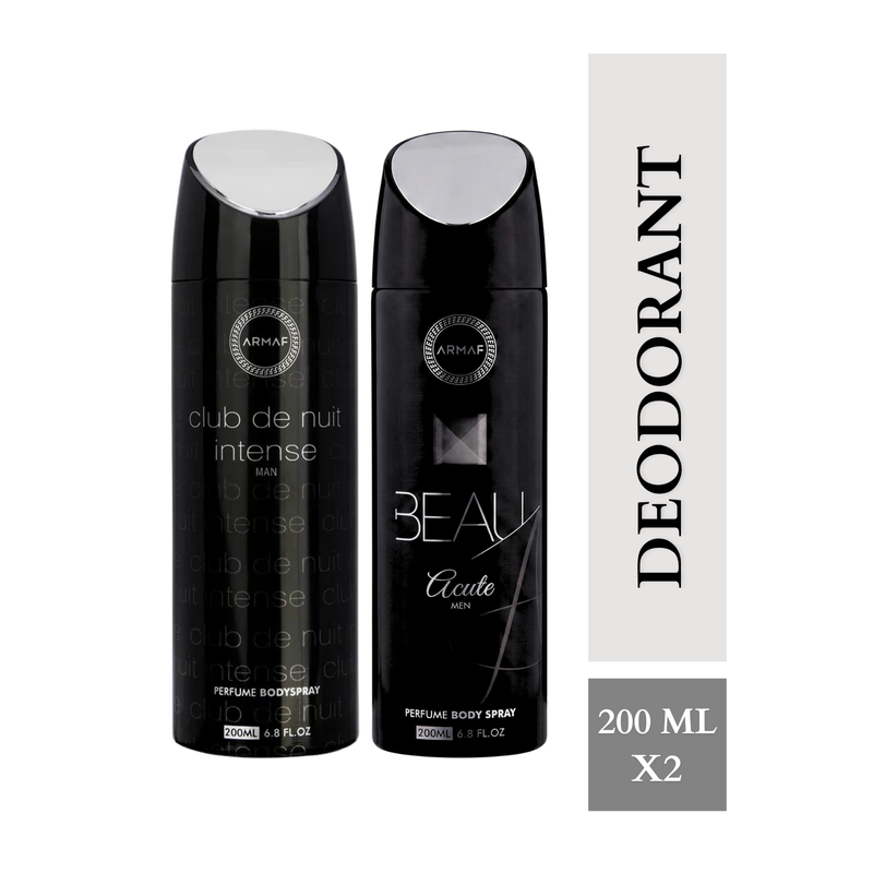 Armaf Club De Nuit Intense Man & Beau Acute Deodorants for Men - 200ML Each (Pack of 2)