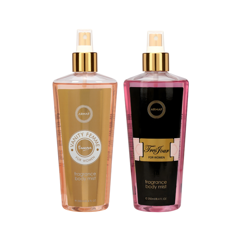 Armaf Vanity Femme Essence & Tres Jour Fragrance Body Mist for Women- 250ML Each (Pack of 2)